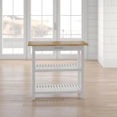 Moppi Solid Wood kitchen Island With Shelves