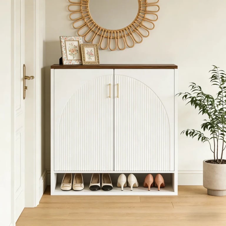 Arcelle – Modern Natural Wood Shoe Cabinet