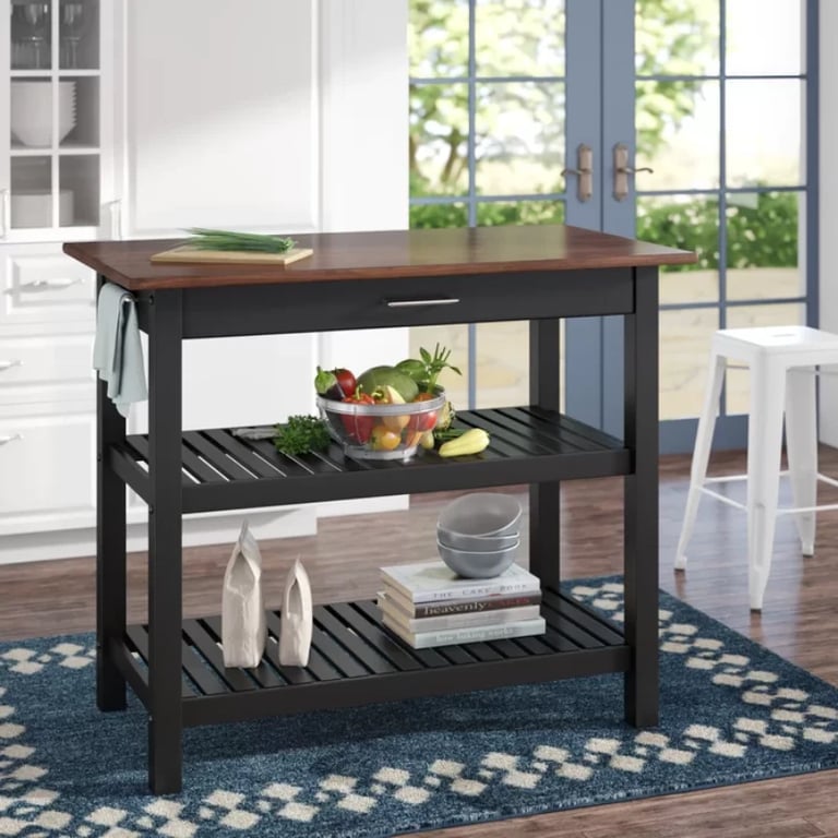 Moppi Solid Wood kitchen Island With Shelves