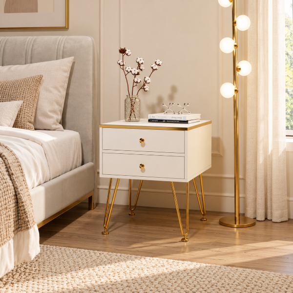 Qwara Modern Nightstand - 2 drawers
