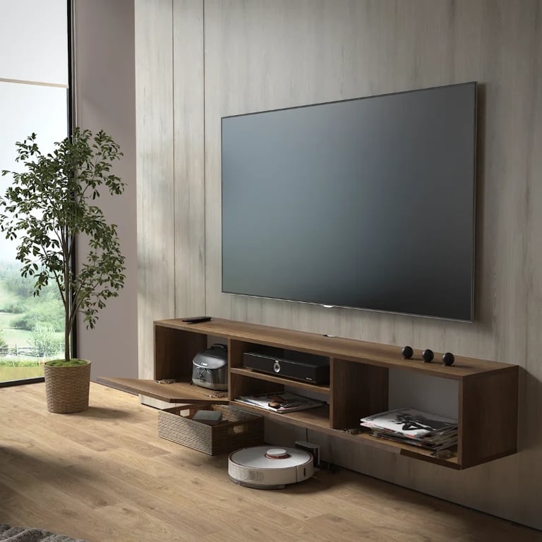 صورة أڤيرو وحدة تلفزيون جدارية – خشب طبيعي