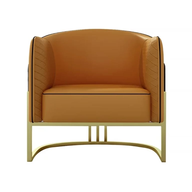 Picture of Zayra Accent Chair –  Leather with Gold Metal Base