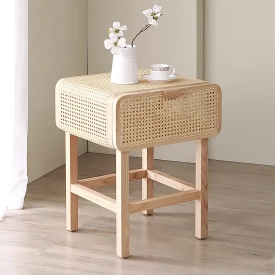 Picture of Amélie - Natural Wood & Rattan Side Table