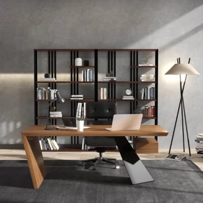 Picture of Zekar – Natural Wood Accent Desk with Handcrafted Knot-Inspired Top