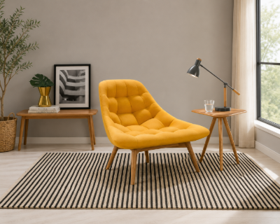 Elton Upholstered Natural wood chair