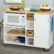 Moulden Small Kitchen Island with Wheels - Natural Wood