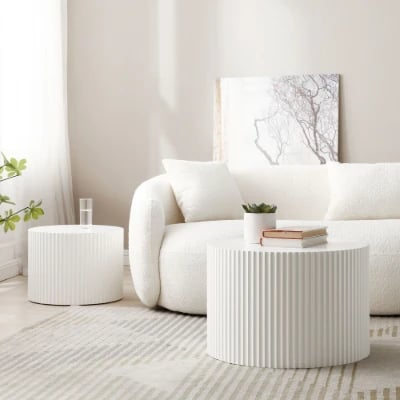 صورة آڤارا  طاولات متداخلة دائرية من الخشب الطبيعي