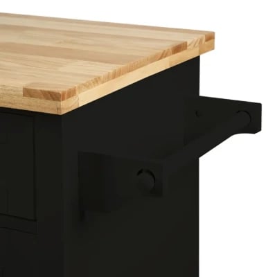 Ash Rolling Kitchen Island with Solid Wood Top
