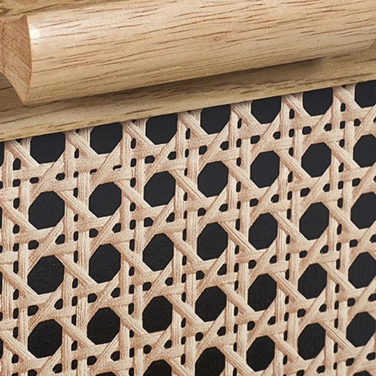 Alara – Natural Wood & Rattan 2-Drawer Bedside Table