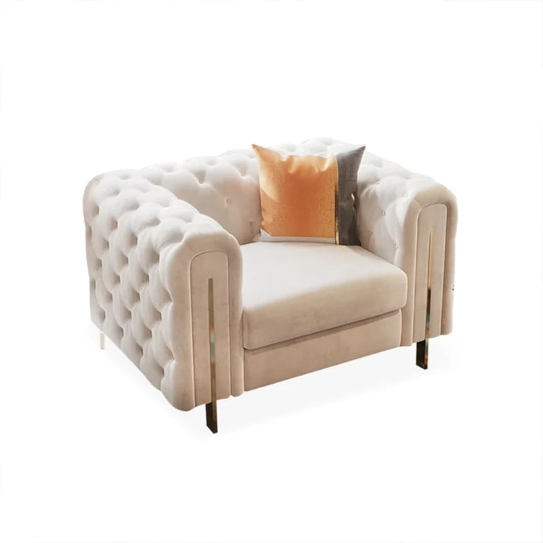 Évianne – Sofa & Armchair Set with Elegant Gold Accents