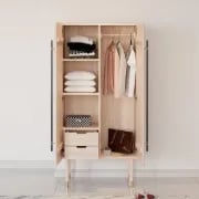 Picture of Levie Natural wood Wardrobe with 2 doors