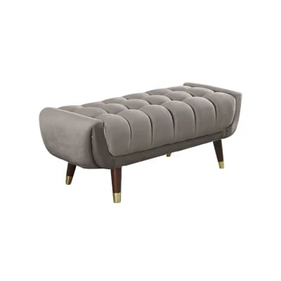 Auriel – Tufted Upholstered Bench with Natural Wood Legs