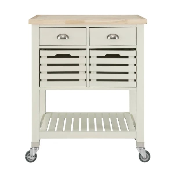 Diwai Rolling Kitchen Cart with Solid Wood Top