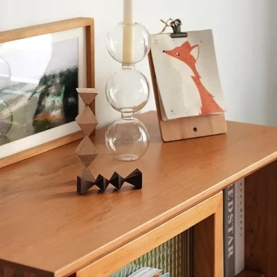 Patrick Storage Cabinet Natural Wood with Rattan