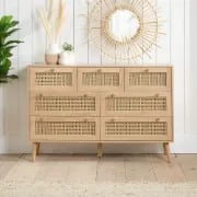 Avenya – Natural Rattan & Wood 6-Drawer Chest