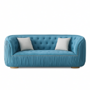صورة كنبة 'سيلستا' المخملية الزرقاء - 3 مقاعد - خشب طبيعى