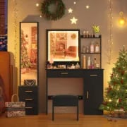 Picture of Suncrown Makeup table with lighted mirror natural wood