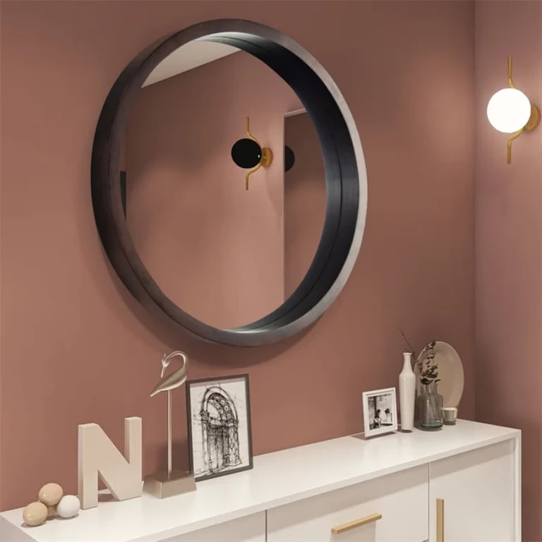 Round Wood Wall Mirror