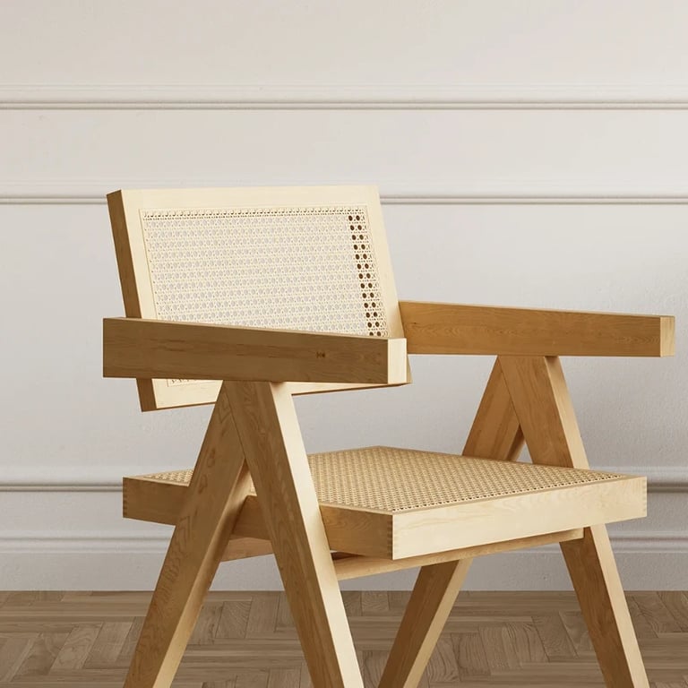 صورة كرسي زافيرا بالراتان – تصميم مينيمالي بلمسة طبيعية