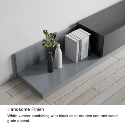 صورة وحدة تلفزيون لوناۤرا قابلة للتوسيع – خشب طبيعي مع 3 أدراج تخزين