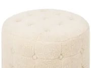 Mello – Round Tufted Ottoman Natural Wood Frame