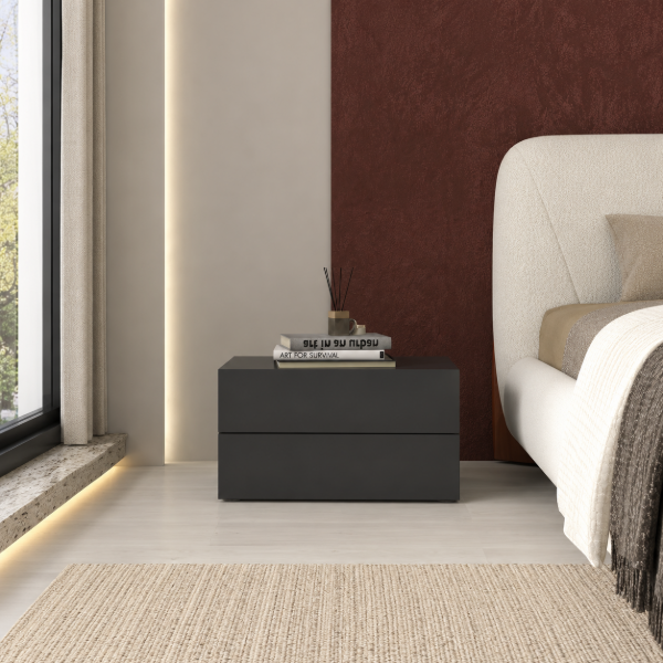 Lyra Nightstand – Minimal Natural Wood Design with Dual Drawers