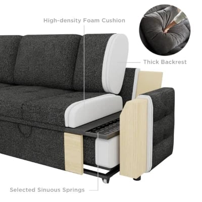 صورة بلايكيلي – كنبة زاوية من الخشب الطبيعي قابلة للتحول إلى سرير