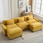 صورة كنبة (ركنة) بلانتوس على شكل حرف يو – خشب طبيعي