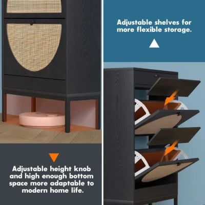 12 Pairs Manufactured Wood Shoe Storage Cabinet