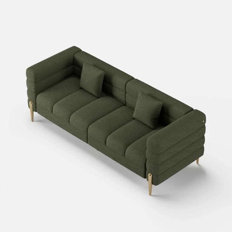 Verdi Sofa Set – Two Sofas in Modern Design made of Natural Wood with Gold Legs