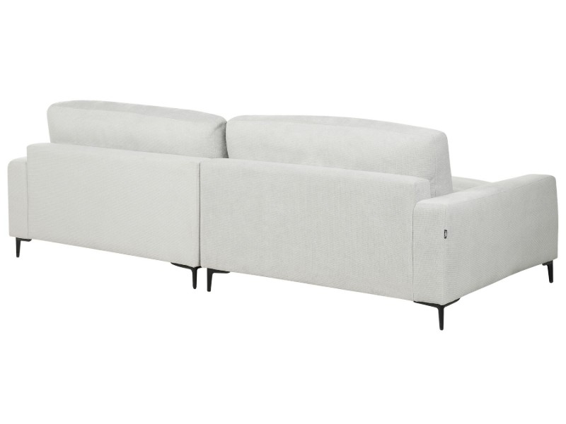 صورة مالڤينا كنبة قماشية على شكل حرف الـ – زاوية جانبية وقاعدة من الخشب الطبيعي