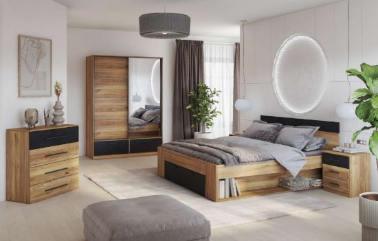 Picture of Arlo Natural Wood Bedroom Set – Storage Bed & Sliding Wardrobe