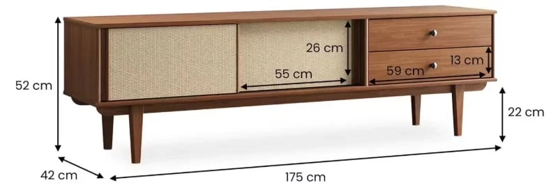 Picture of Caria – Rattan & Natural Wood TV Stand with Drawers