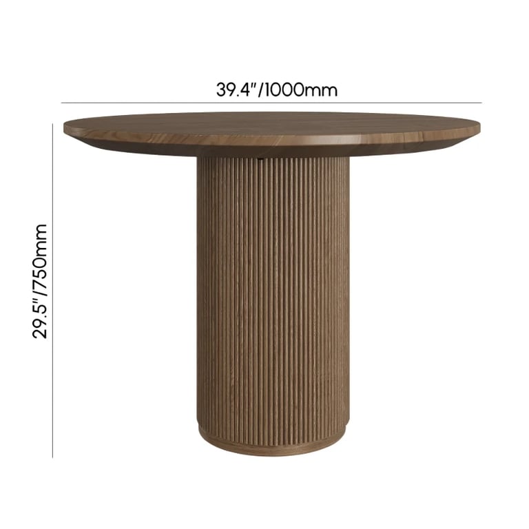 Picture of Merso Round Dining Table – Fluted Base & Natural Wood Top
