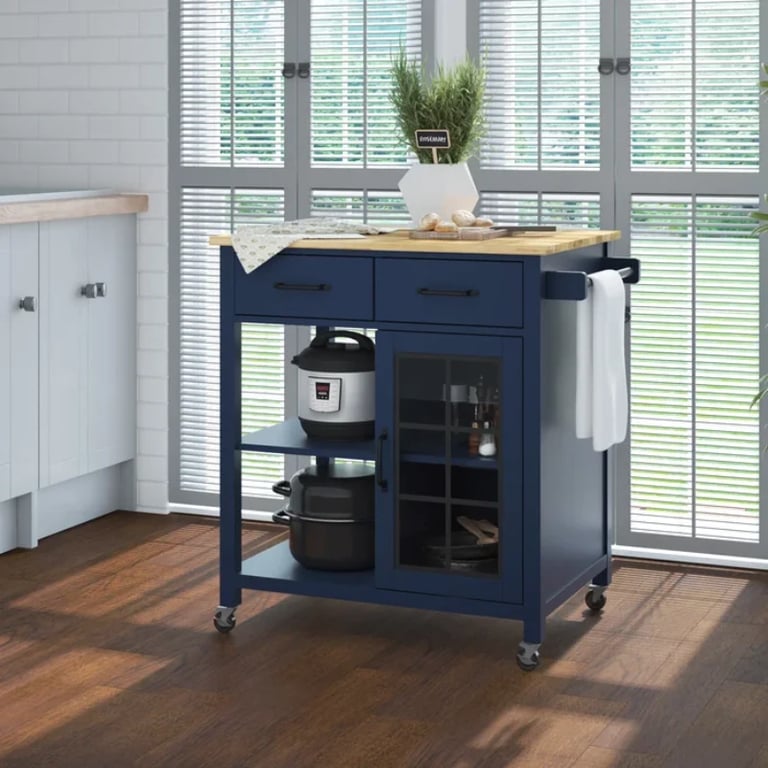 Plippi Wood Rolling Kitchen Cart
