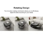 Eclipse – Oval Tiered Coffee Table made of Natural Wood with Rotating Top and Hidden Storage