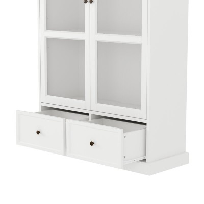 Linda - Natural Wood Cabinet with Glass Doors