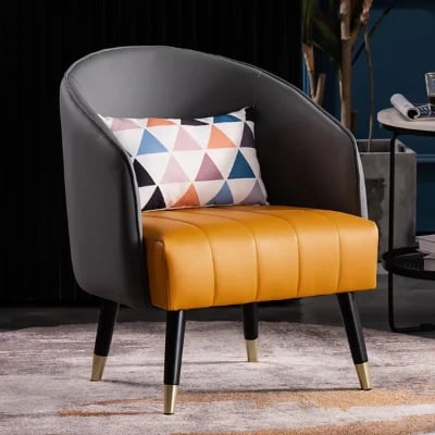Picture of Saphira Modern Accent Chair – Leather with Stainless Steel Legs