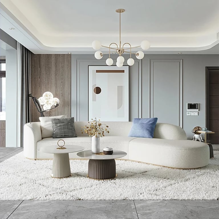 Picture of Mora Curved Sectional Sofa – Natural Wood Base