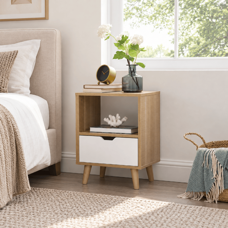 Valya 1 - Drawer Nightstand in WhiteBeige