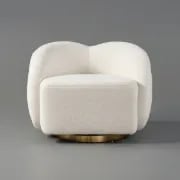 Picture of Auraya Swivel Accent Chair – White Elegance with Gold Base