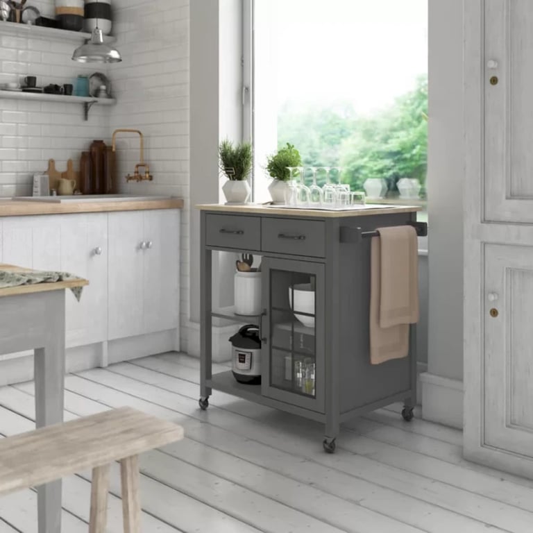 Plippi Wood Rolling Kitchen Cart