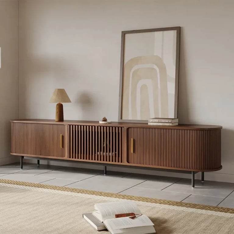 Valeno – Practical TV Unit – Natural Wood with Metal Legs