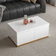 Luvano Extendable Coffee Table – White Finish with Storage Shelf