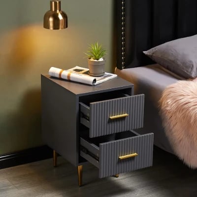 Picture of Crasmy Modern Nightstand with 2 drawers