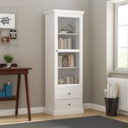 Liyan Glass Storage Cabinet – Natural Wood