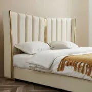 Picture of Luxe Haven Upholstered Bed – Elegant Ivory & Gold