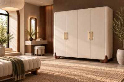 Picture of Aurelio Natural Wood 4-Door Wardrobe – Contemporary Elegant Design