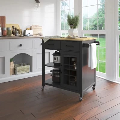 Plippi Wood Rolling Kitchen Cart