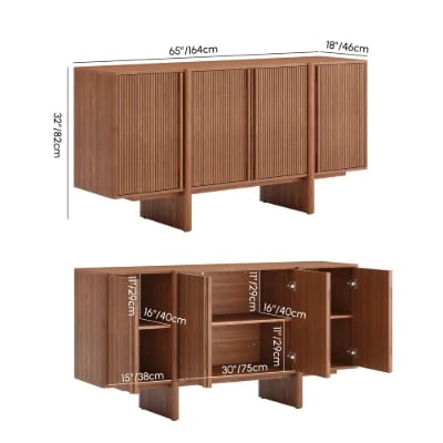 Picture of Tavora Natural Wood Sideboard – Fluted Door Design